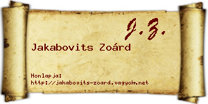 Jakabovits Zoárd névjegykártya